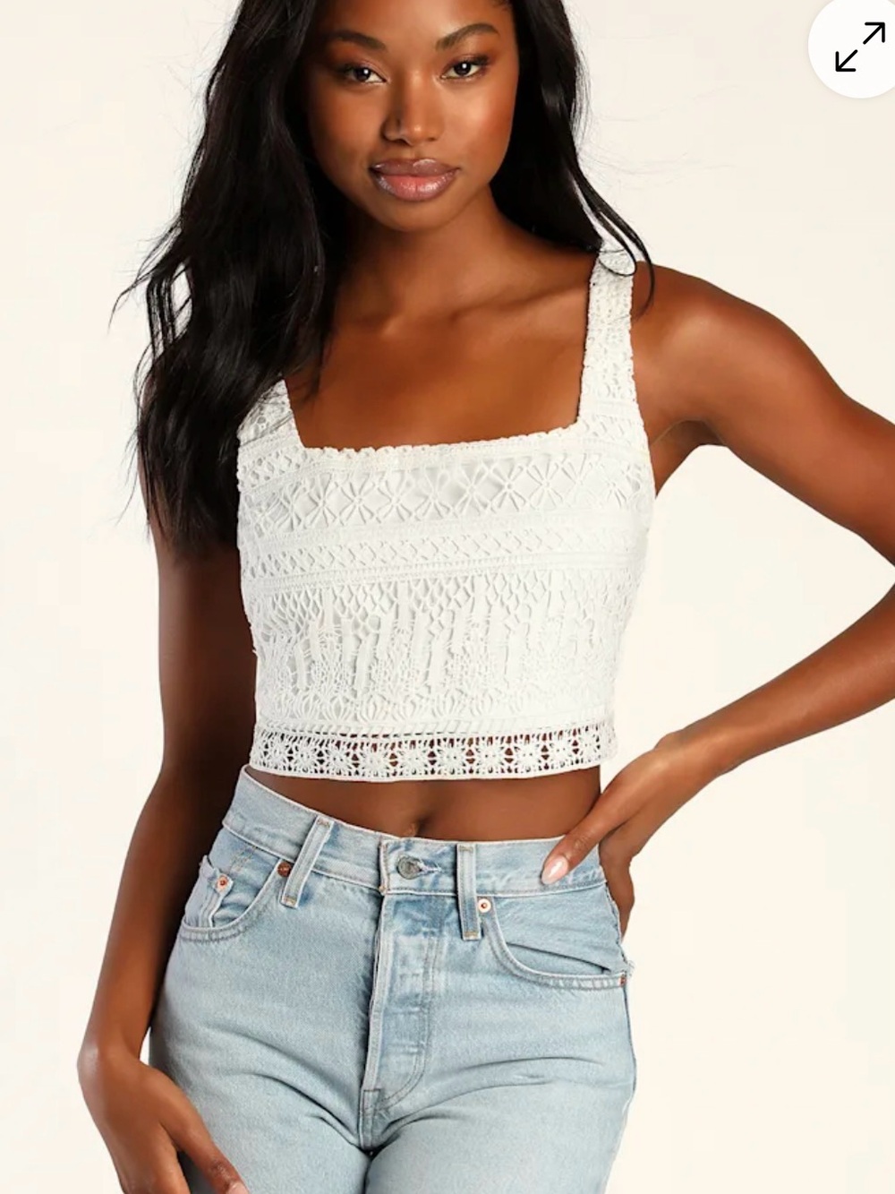 Lulus Romance Forever White Crochet Lace Crop Top Medium